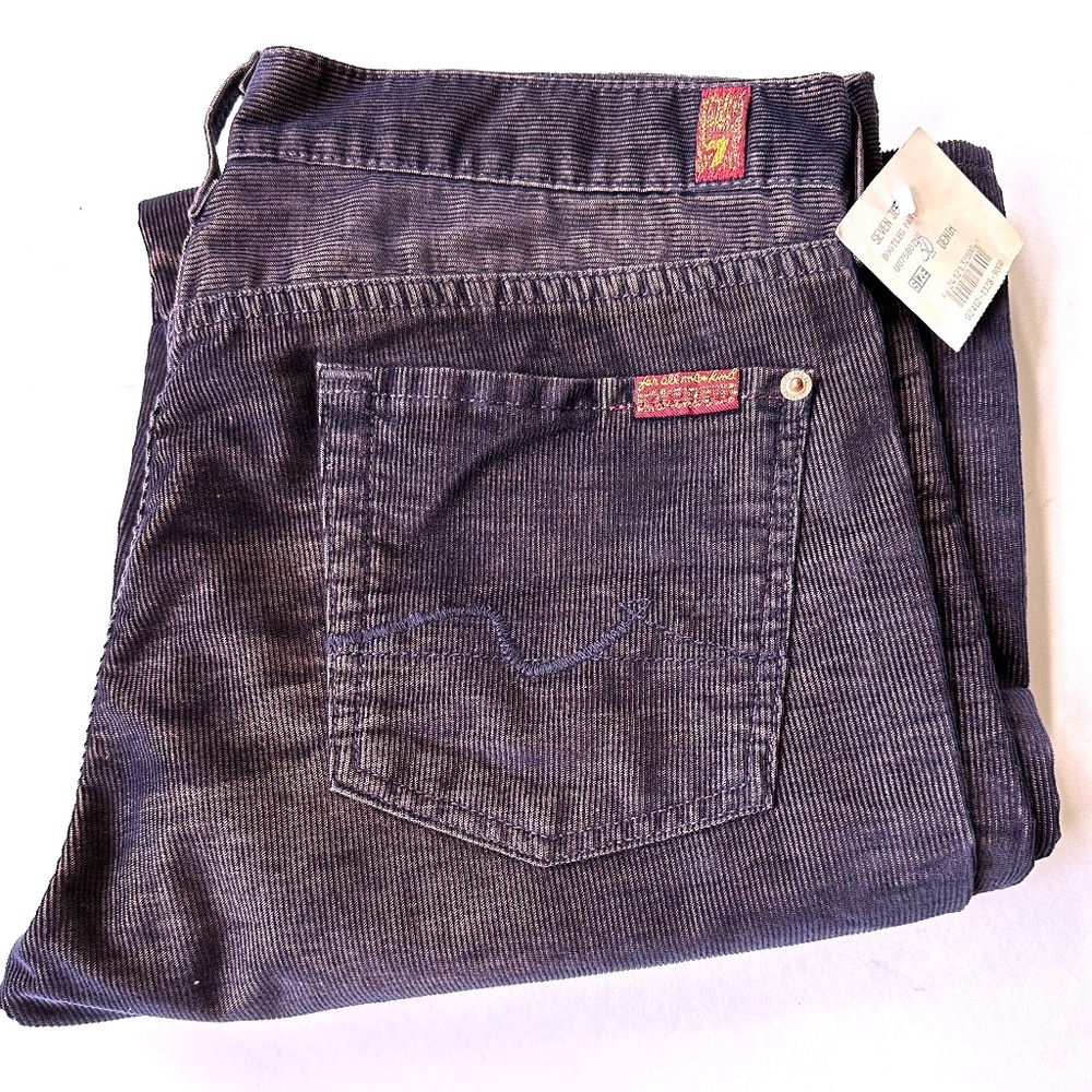 7 For All Mankind Faded Indigo Thin Wale Bootleg Corduroy Jeans, Size 30 NWT